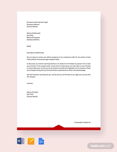 9+ Employee Acknowledgement Letter Templates in Google Docs | Word ...