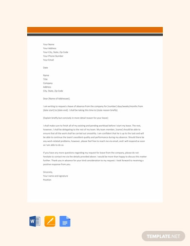 free company leave letter template
