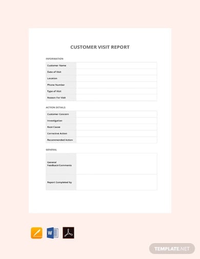 free customer visit report template