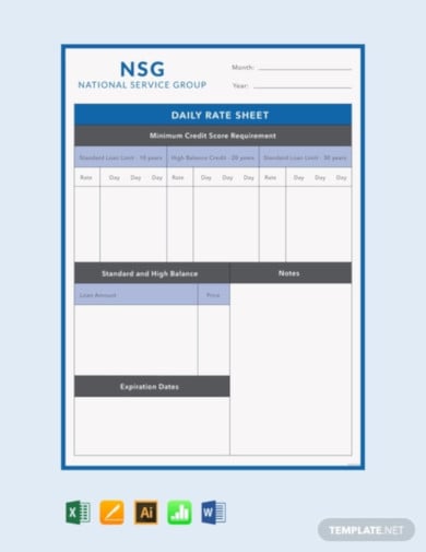 free daily rate sheet template