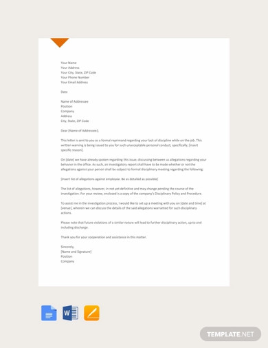 free disciplinary warning letter template