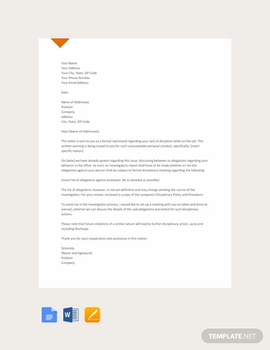 6+ Disciplinary Warning Letter Templates in Google Docs | Word | Pages ...