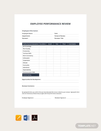 free employee performance review template