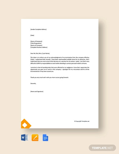 9+ Employee Acknowledgement Letter Templates in Google Docs | Word ...