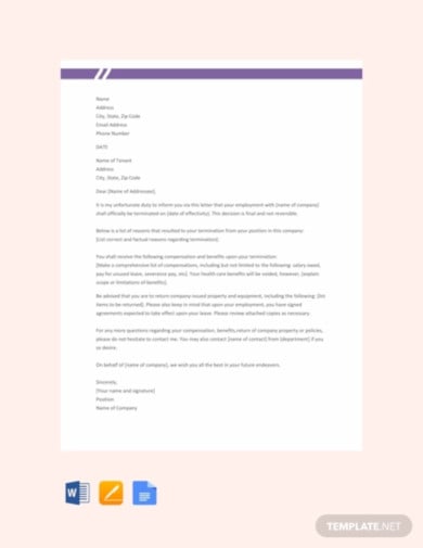 free employee termination letter template