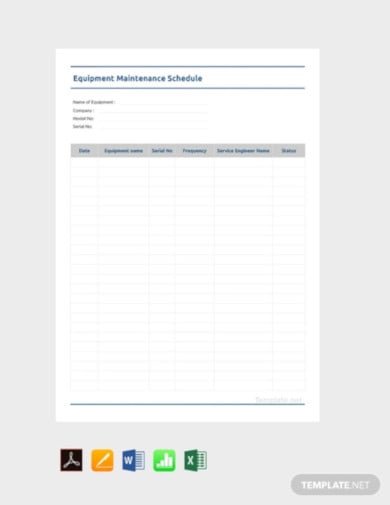 free equipment maintenance schedule template