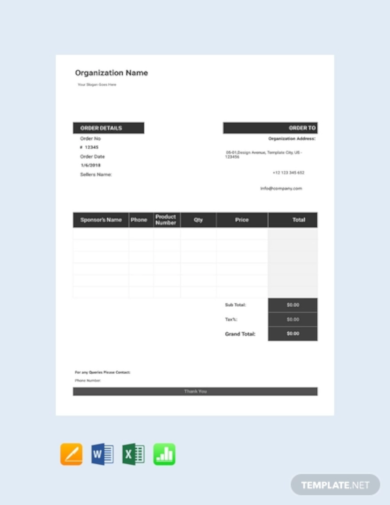 free fundraiser order form template