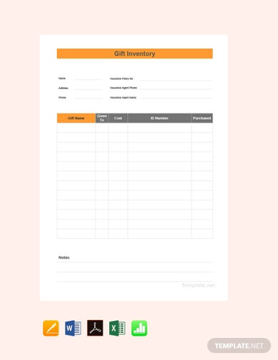 free gift inventory template