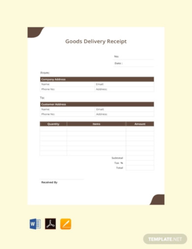 free goods delivery receipt template