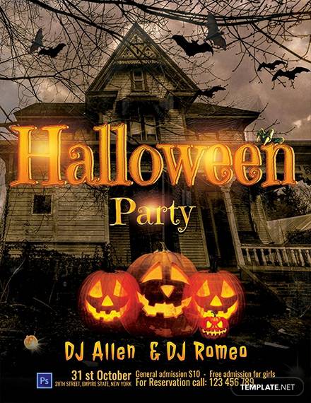 free halloween dj party flyer 440x570