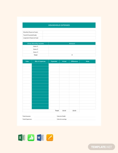 free-household-expense-sheet-template