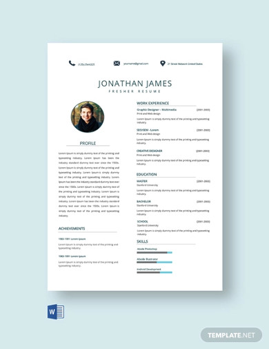 5+ Fresher Resume Templates in In Design | Word | PDF