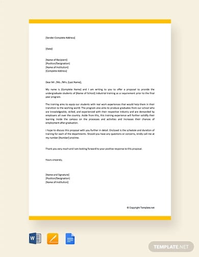 free industrial training proposal letter