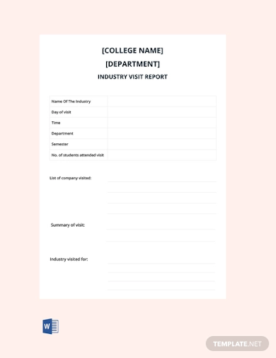 supplier visit report template word