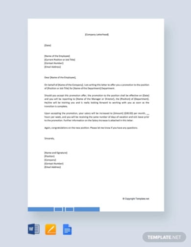 free job promotion offer letter
