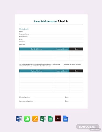 free lawn maintenance schedule template