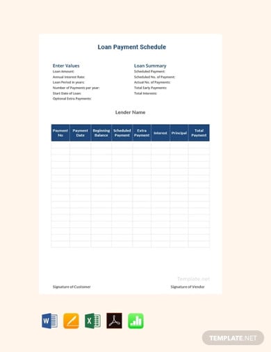 free loan payment schedule template