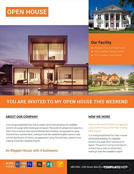 free luxurious house real estate flyer template 440x570
