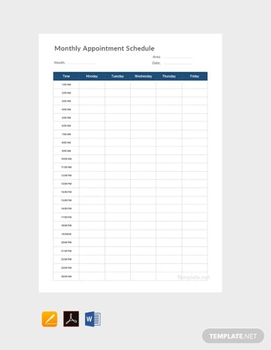 free monthly appointment schedule template