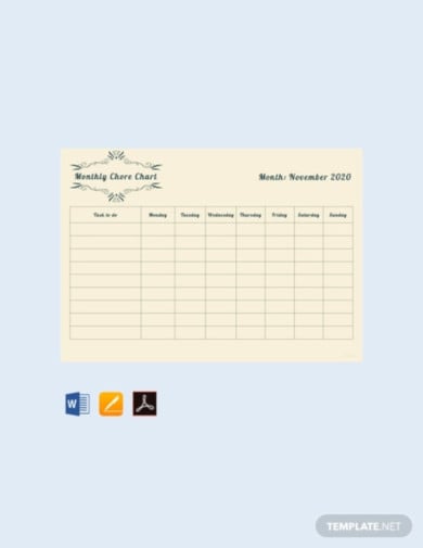 free monthly chore chart template