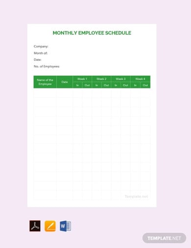 20+ Monthly Schedule Templates in Google Docs | Google Sheets | XLS