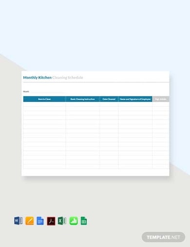 free monthly kitchen cleaning schedule template