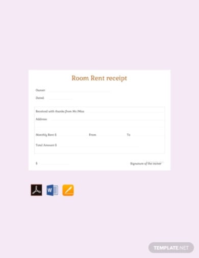 free monthly room rent receipt template