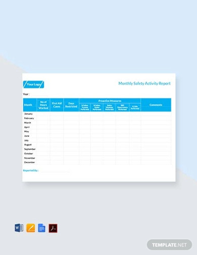 free monthly safety activity report template