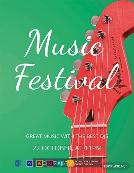 free music festival flyer template 440x570