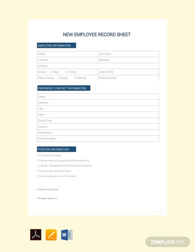 free-new-employee-record-sheet-template