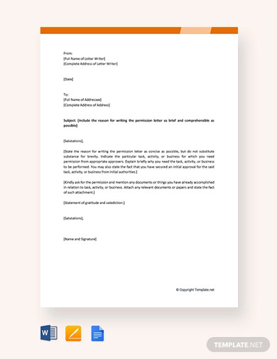 free permission letter format
