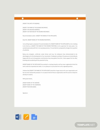 free recommendation letter template for promotion