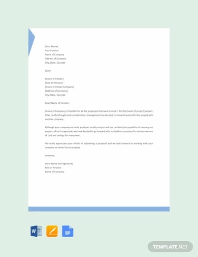 free rejection letter template