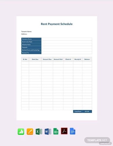 free rent payment schedule