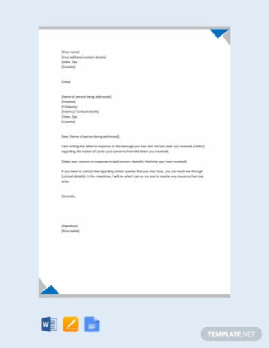 free response letters template