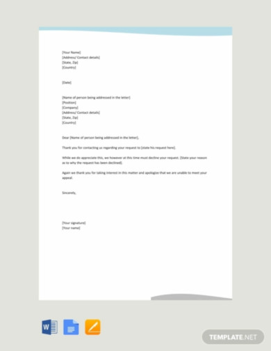 free response letters to a request