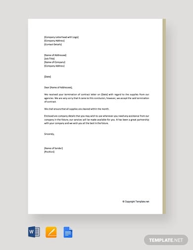 free response to termination of contract letter