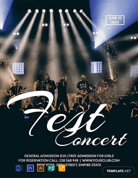free rock concert fest flyer template 440x570