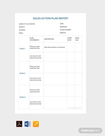 free sales action plan report template 440x570