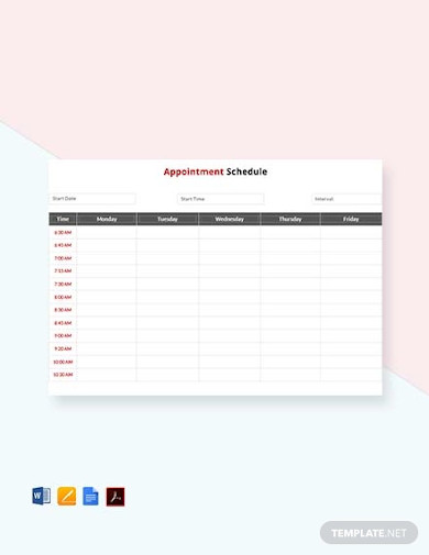free sample appointment schedule template