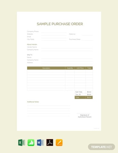 free sample purchase order