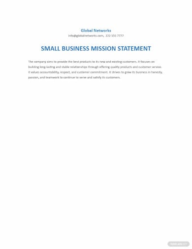 free sample small business mission statement template