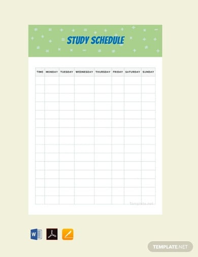 free sample study schedule template