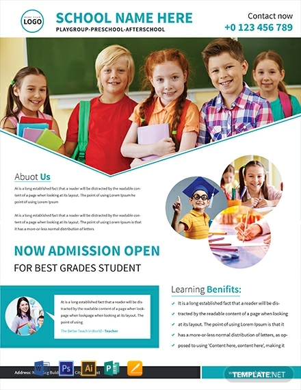 free school admission flyer template 440x570