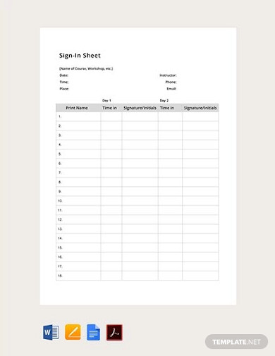 17+ Printable Sign In Sheet Templates - PDF