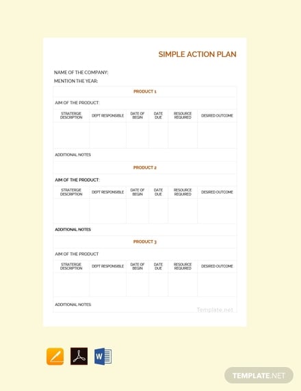 free simple action plan template 440x570