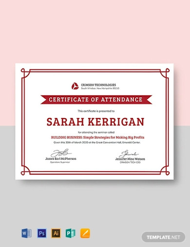 free-simple-attendance-certificate-template