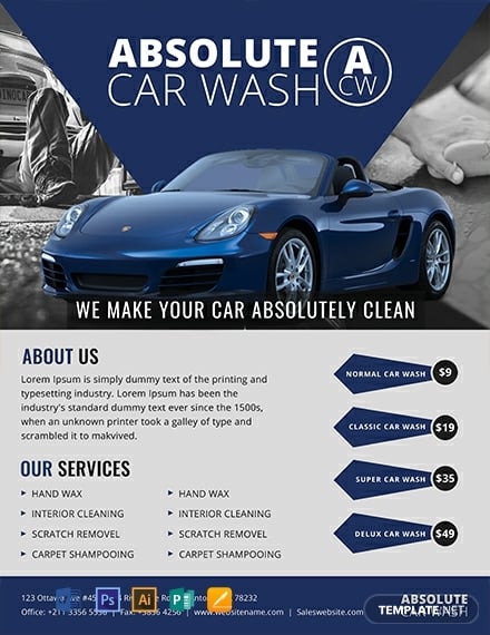 free simple car wash flyer template 440x570