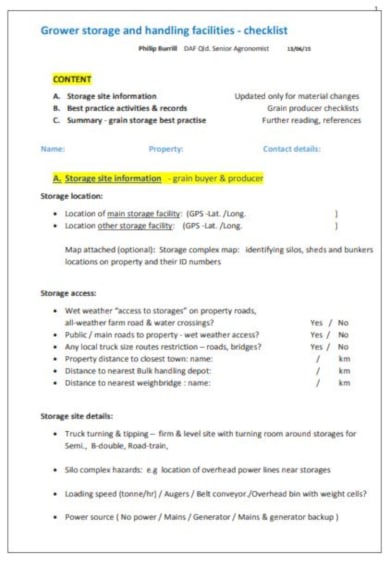 10+ Storage Checklist Templates - Google Docs, Word, Pages, PDF