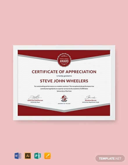 free student appreciation certificate template 440x570